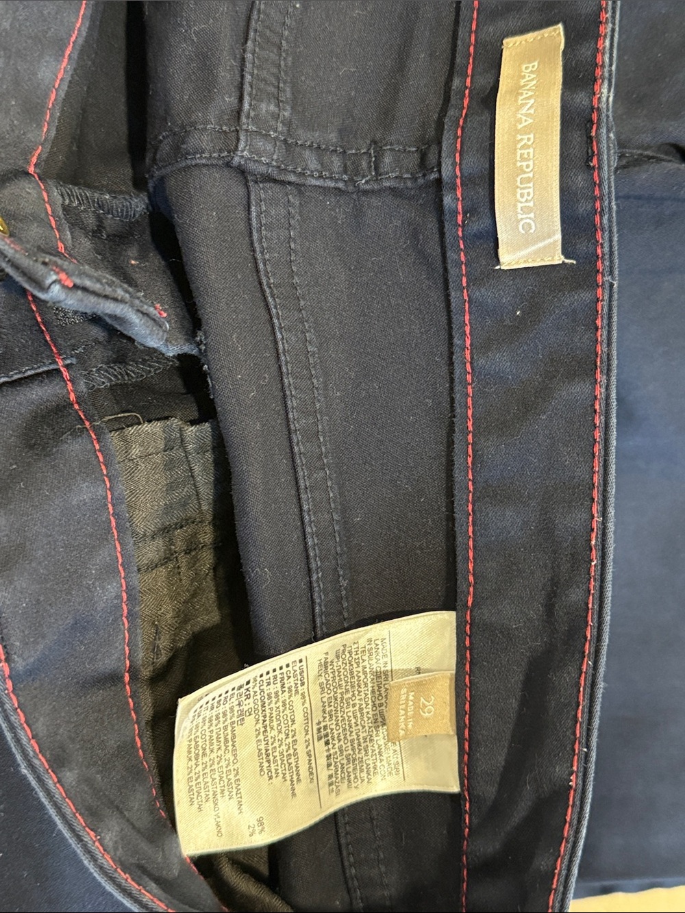 Banana Republic Men’s Black Jeans with Red Stitching